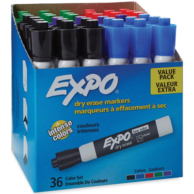 EXPO Low Odor Chisel Tip Dry Erase Marker Black or Assorted (36 pk)