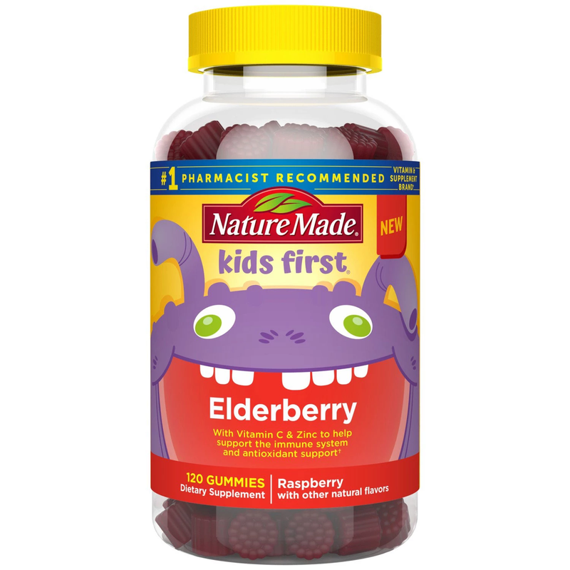 Nature Made Kids First Elderberry Gummies with Vitamin C and Zinc for Immune Support (120 ct)