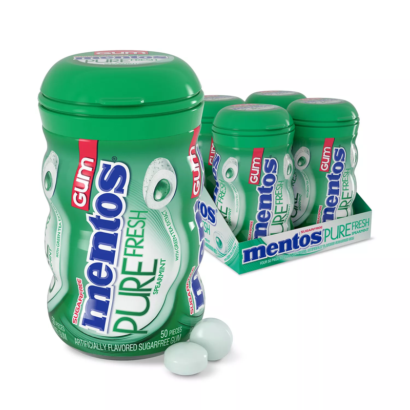Mentos Pure Fresh Sugar-Free Chewing Gum Spearmint (50ct 4pk)