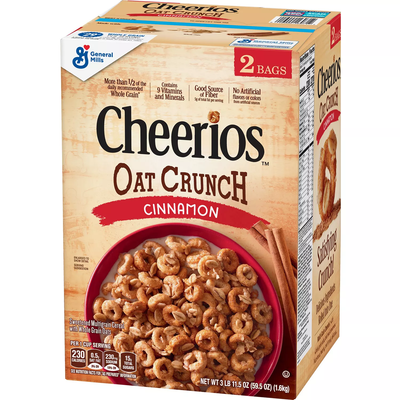 Cheerios Oat Crunch, Cinnamon (59.5 oz 2 pk)