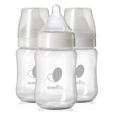 Evenflo Balance Wide-Neck Anti-Colic Baby Bottles Glass (6oz 3pk)