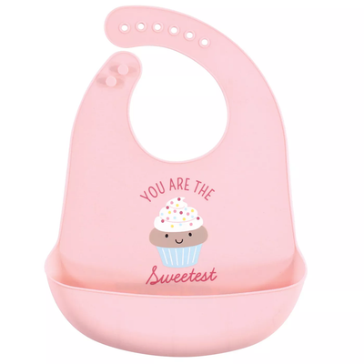 Hudson Baby Infant Girl Silicone Bibs 3pk Sweetest Cupcake One Size