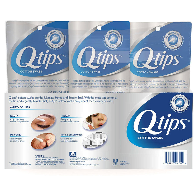 Q-tips Cotton Swabs (625 ct 2 pk + 500 ct 1 pk)