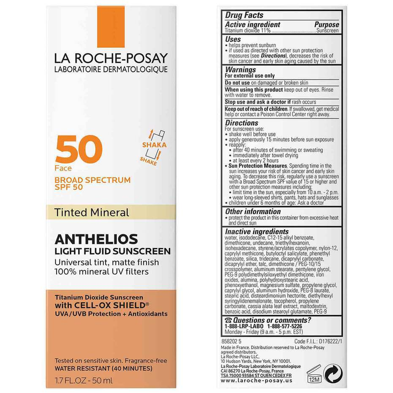 La Roche-Posay Anthelios Face Sunscreen, Ultra-Light Fluid Tinted Mineral Face Sunscreen with Titanium Dioxide (SPF 50 - 1.7 fl oz)