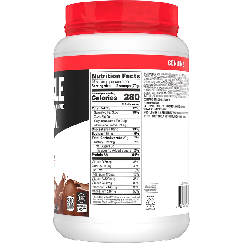 Muscle Milk Genuine Protein Powder, Chocolate (39.5 oz)