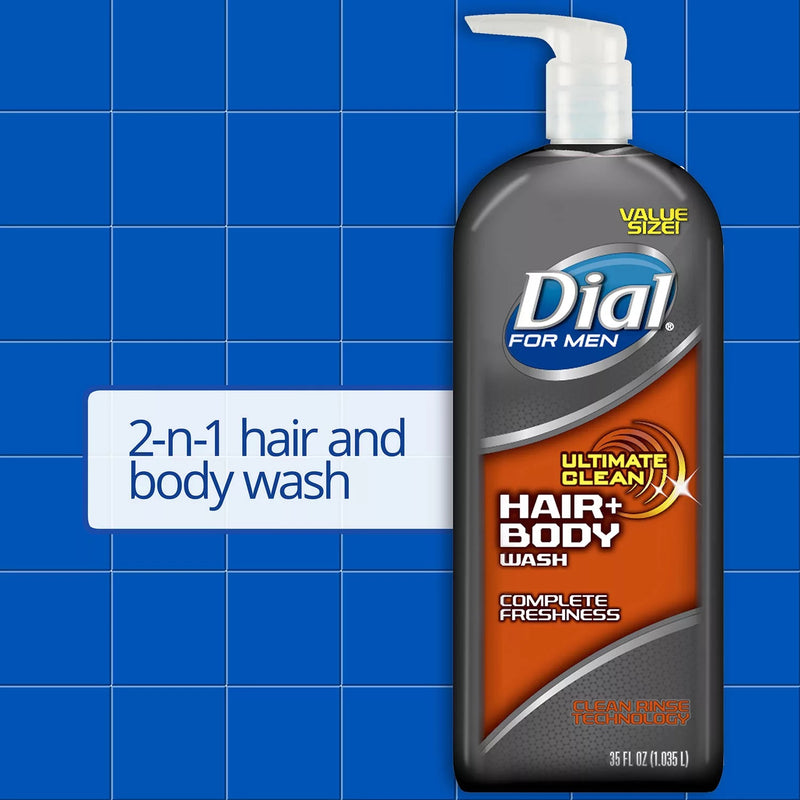 Dial for Men Ultimate Clean Hair + Body Wash, Ultimate Clean (35 fl oz 2 pk)