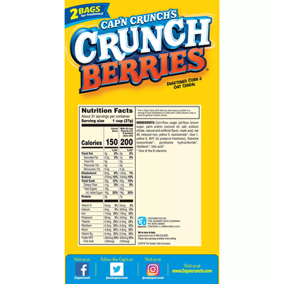 Cap'n Crunch's Crunch Berries Cereal (40 oz 2 pk)