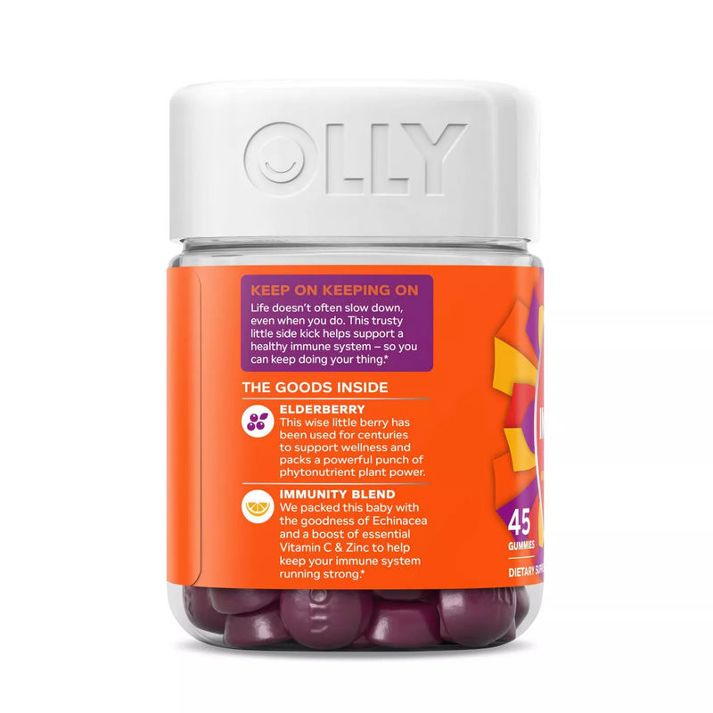 OLLY Active Immunity + Elderberry Support Gummies - Blood Orange (45ct)