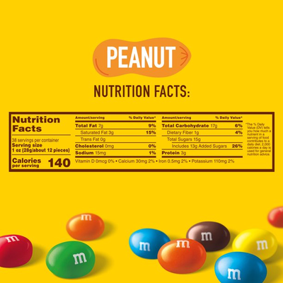 M&M's Peanut Milk Chocolate Candy Party Size - 38 oz Bag