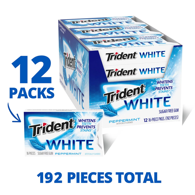 Trident White Peppermint Sugar Free Gum (12 pk)