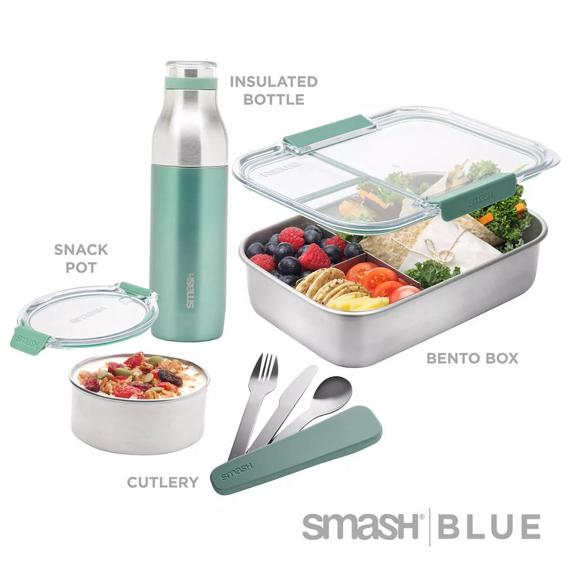 Eco Bento Kit and Water Bottle, 7 Piece (Assorted Colors)