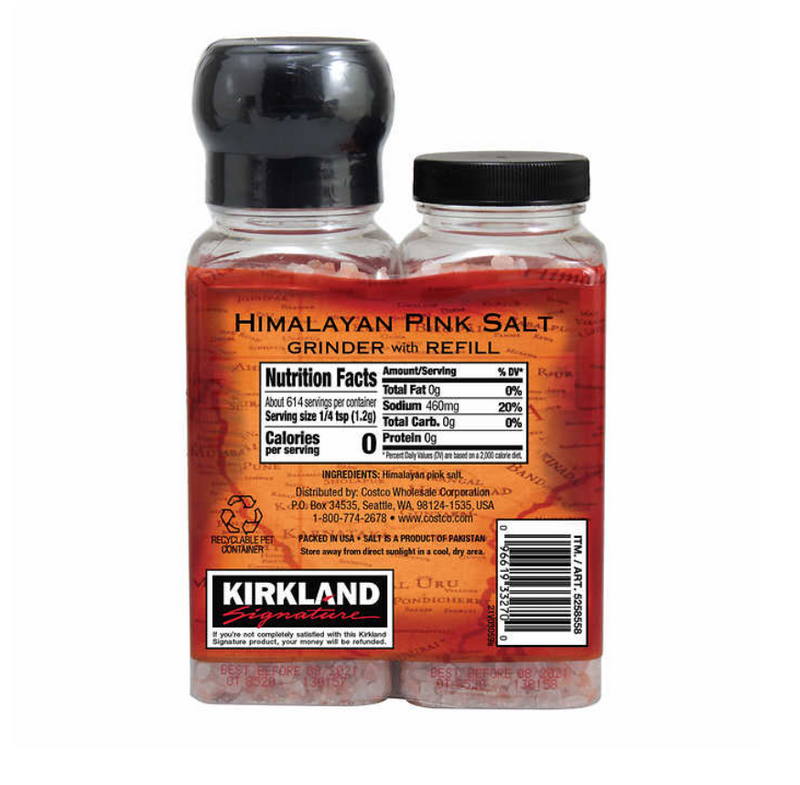 Kirkland Signature Himalayan Pink Salt, Grinder with Refill (26 oz)