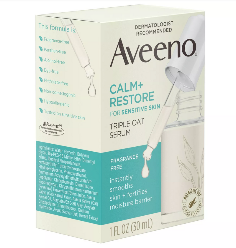 Aveeno Calm + Restore Triple Oat Sensitive Skin Face Serum (1 fl oz)