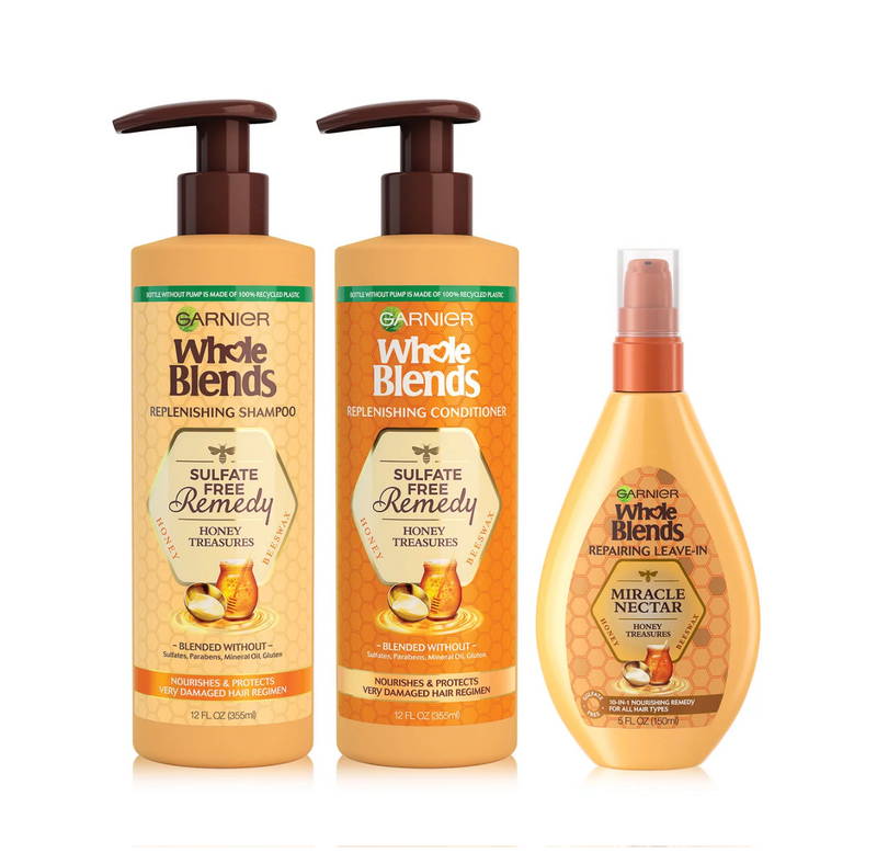 Garnier Whole Blends Honey Treasures Shampoo and Conditioner with Miracle Nectar Treatment