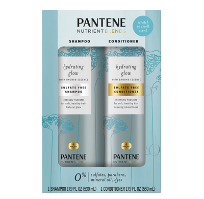 Pantene Hydrating Glow with Baobab Essence Sulfate-Free Shampoo and Conditioner (17.9 fl oz 2 pk)