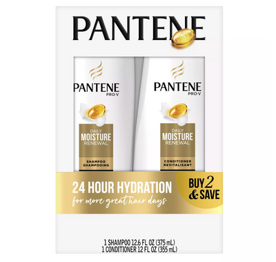 Pantene Pro-V Daily Moisture Renewal Shampoo and Conditioner Bundle (Total 24.6 fl oz 2pk)
