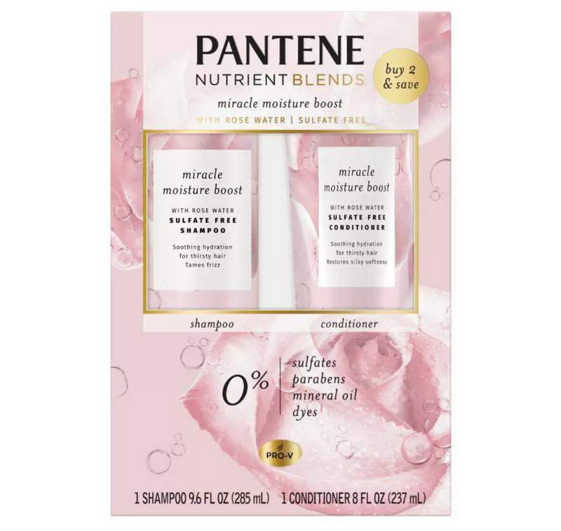 Pantene Rose Water Shampoo and Conditioner Dual Pack (Total 17.6 fl oz 2pk)