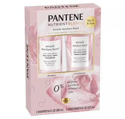 Pantene Rose Water Shampoo and Conditioner Dual Pack (Total 17.6 fl oz 2pk)