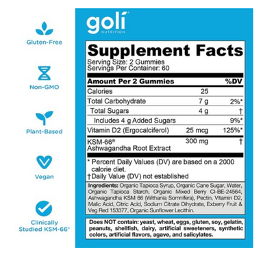 Goli Nutrition Ashwagandha Gummies (60ct)