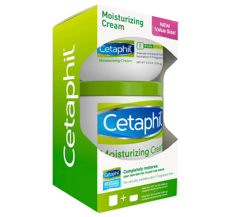 Cetaphil Moisturizing Cream for Very Dry, Sensitive Skin, Fragrance Free (20 oz and 8.8 oz 2 pk)