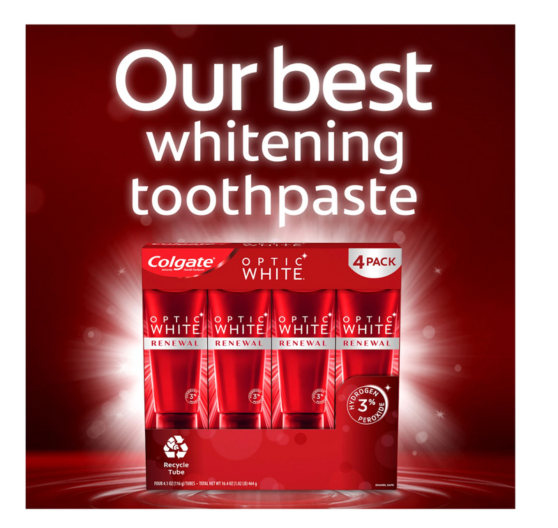 Colgate Optic White Renewal High Impact White Teeth Whitening Toothpaste (4.1 oz 4 pk)