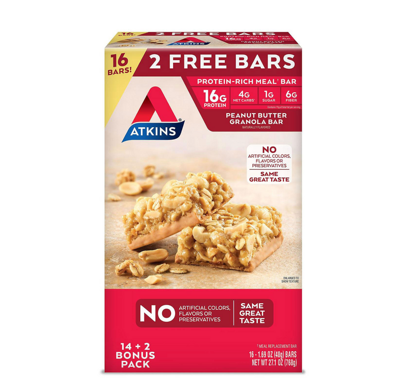 Atkins Protein-Rich Meal Bar, Peanut Butter Granola, Keto Friendly (16 ct)