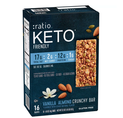 KETO Friendly Crunch Bars, Vanilla Almond (16 pk)