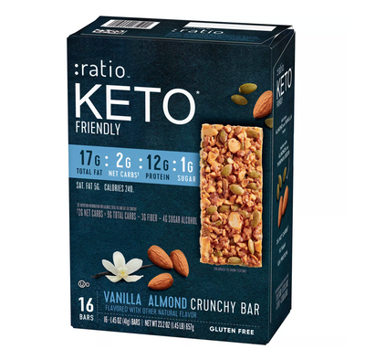 KETO Friendly Crunch Bars, Vanilla Almond (16 pk)