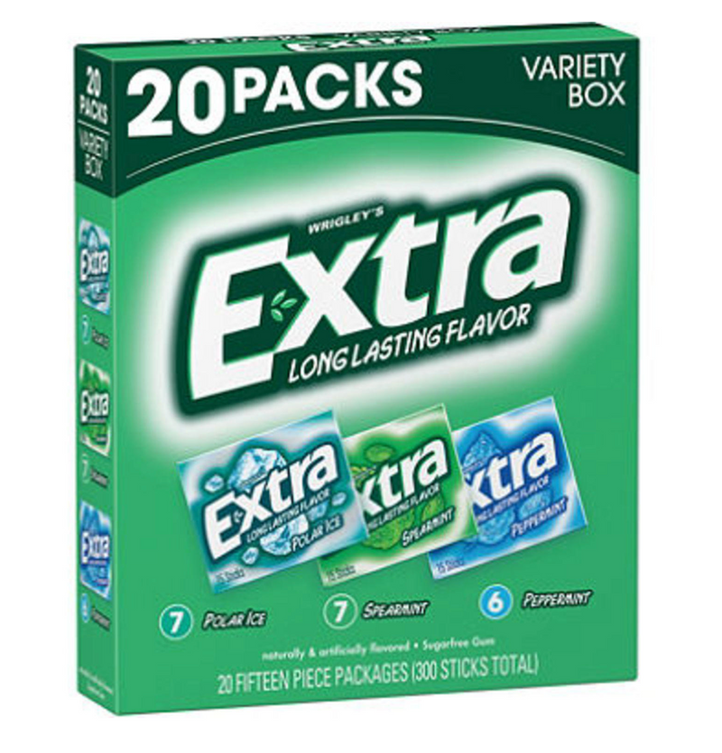 Extra Mint Sugar Free Chewing Gum Bulk Variety Pack (15 pc 20 pk)
