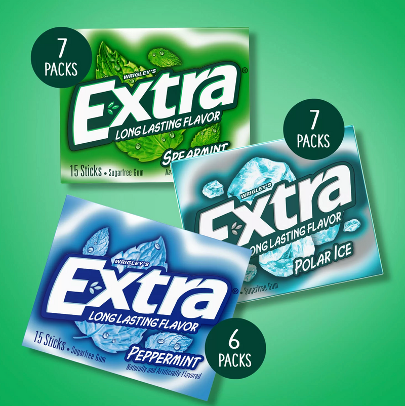 Extra Mint Sugar Free Chewing Gum Bulk Variety Pack (15 pc 20 pk)