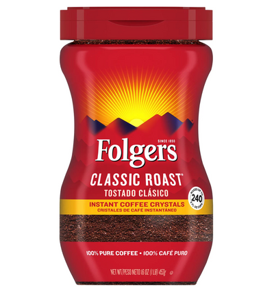 Folgers Classic Roast Instant Coffee Crystals (16 oz)