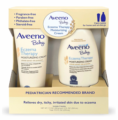 Aveeno Baby Eczema Therapy Moisturizing Cream with Natural Oatmeal (1- 7.3 oz and 1- 12 fl oz)