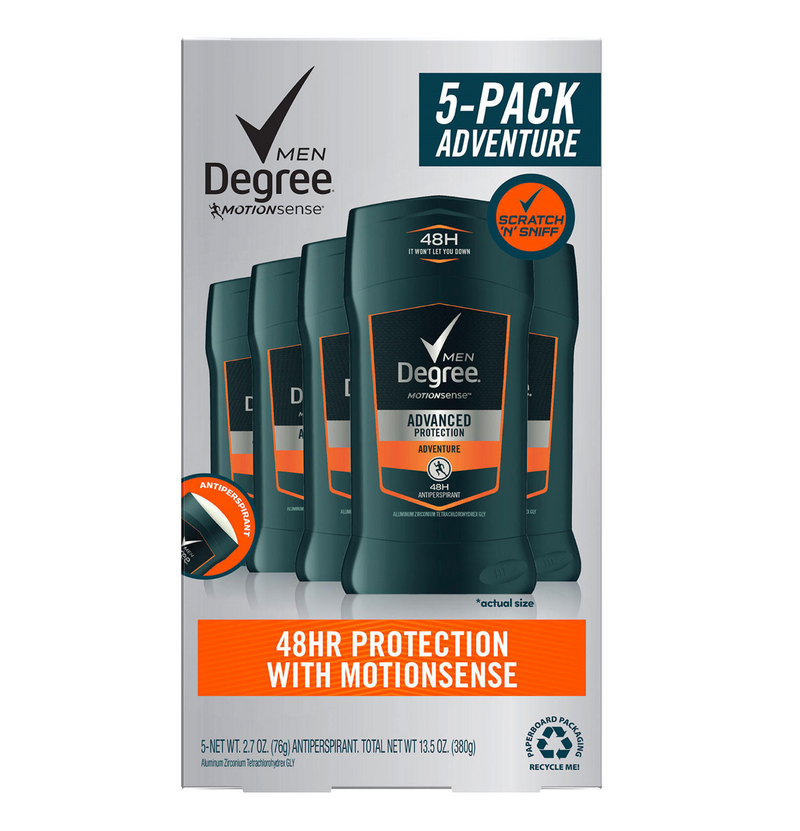 Degree for Men Advanced Protection Antiperspirant, Adventure (2.7 oz 5 pk)