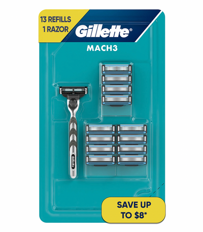 Gillette Mach3 Men's Razor, Handle + 13 Blades