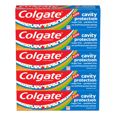 Colgate Kids Toothpaste Cavity Protection, Bubble Fruit Flavor (4.6 oz 5 pk)