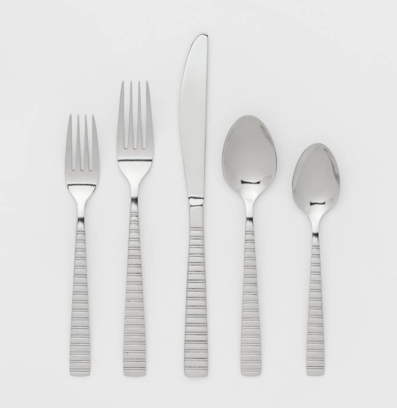 20pc Stainless Steel Striped Silverware Set