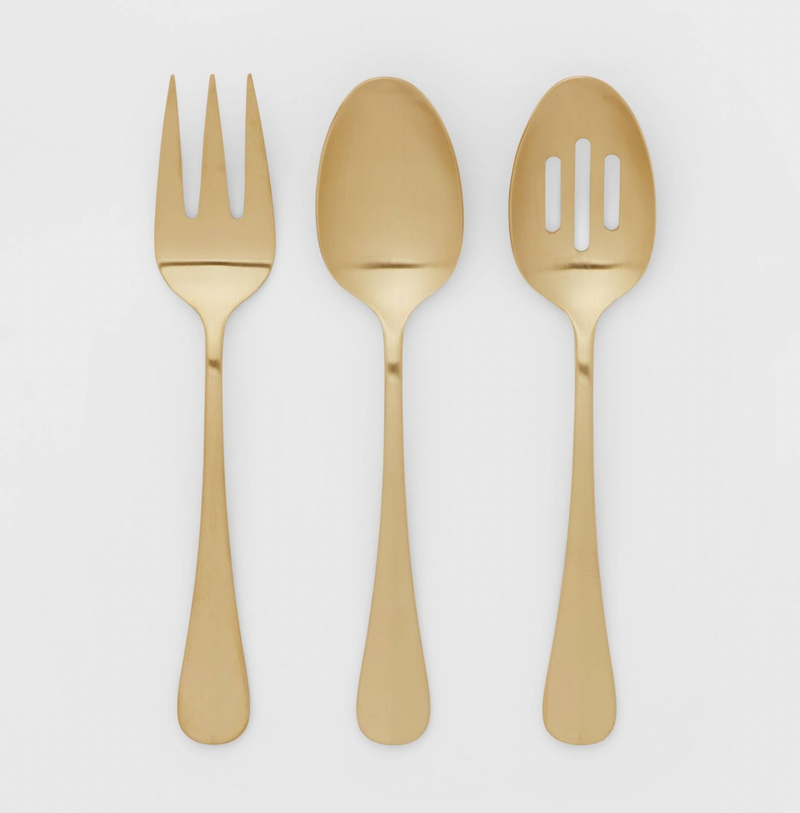 3pc Stainless Steel Sussex Serving Set Gold