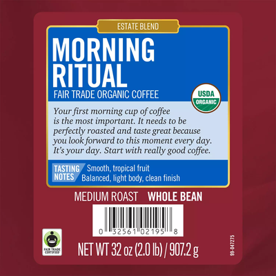 Barrie House Fair Trade Organic Whole Bean Coffee Morning Ritual (32 oz)