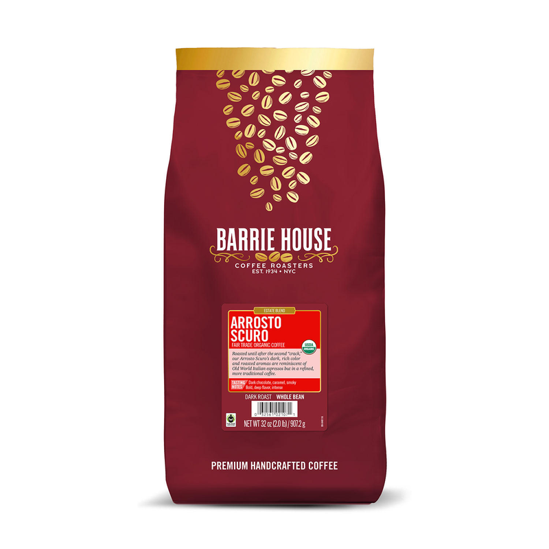 Barrie House Fair Trade Organic Whole Bean Coffee Arrosto Scuro (32 oz)