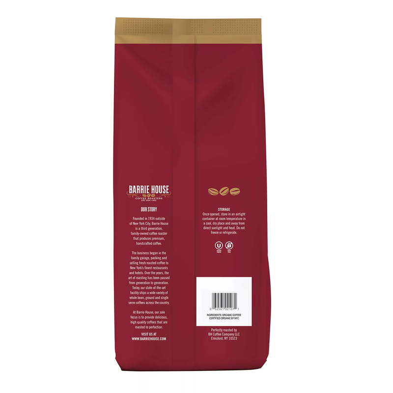 Barrie House Fair Trade Organic Whole Bean Coffee Arrosto Scuro (32 oz)