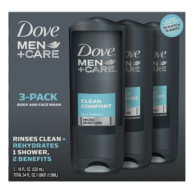 Dove Men + Care Body and Face Wash, Clean Comfort (18 oz 3 pk)