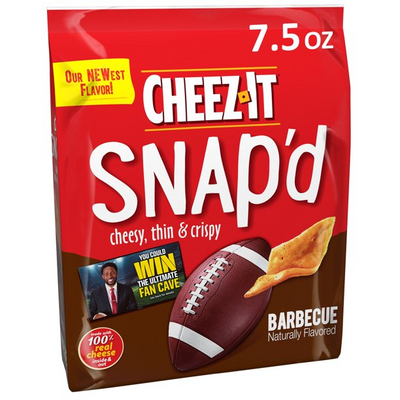 Cheez-It Snap'd Cheese Cracker Chips Thin Crisps Lunch Snacks, BBQ (7.5 oz 1 Bag)