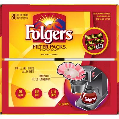 Folgers Filter Packs Coffee, Classic Roast (0.9 oz packs 30 ct)