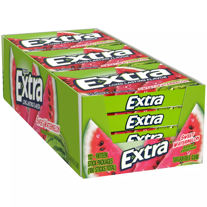 Extra Sweet Watermelon Sugar-Free Gum (15 ct 12 pks)