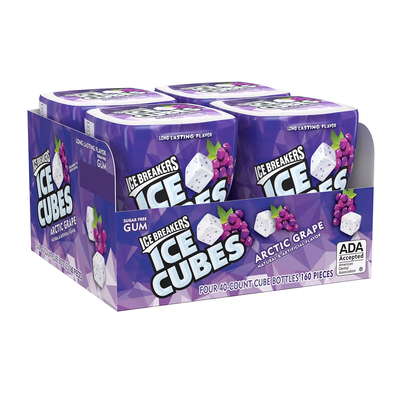 Ice Breakers Ice Cubes Sugar Free Gum, Arctic Grape (40 ct 4 pks)