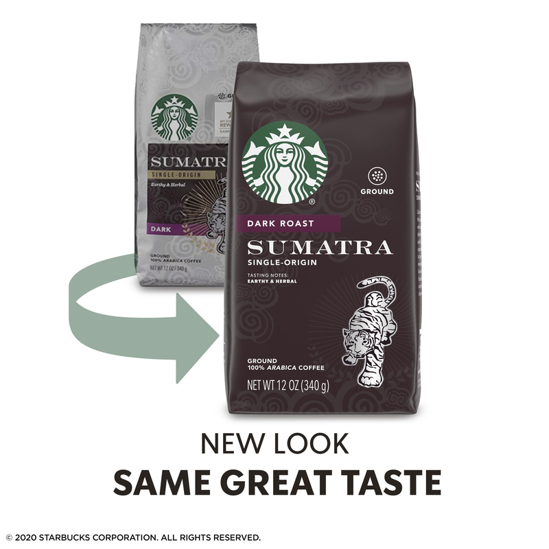 Starbucks Dark Roast Ground Coffee  Sumatra  100% Arabica - 1 bag (12 oz.)