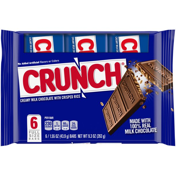 Crunch 100% Real Milk Chocolate Full Size Candy Bars (9.3 oz 6 Ct)