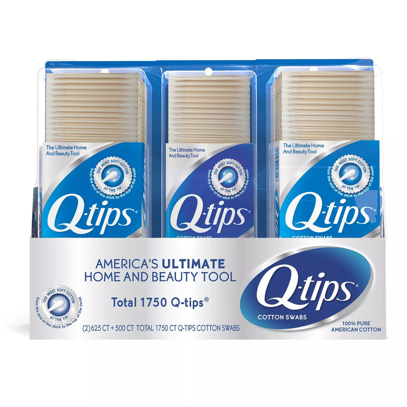 Q-tips Cotton Swabs (625 ct 2 pk + 500 ct 1 pk)