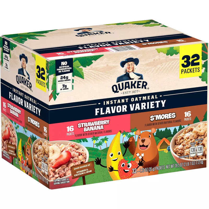 Quaker Instant Oatmeal Variety Pack, Strawberry Banana & S&