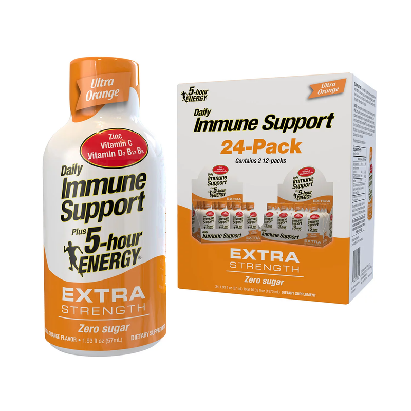 5-hour ENERGY Shot Extra Strength, Daily Immune Support plus, Ultra Orange (1.93 oz 24 pk)